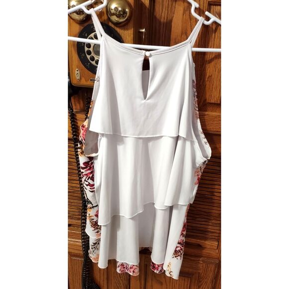 Worthington Woman's Classic Floral Ruffle Tiered Spagetti Strap Blouse - Picture 3 of 7